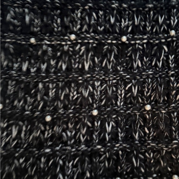 Betsey Johnson Scarf Silver Black Pearl Beads Infinity Cowl Neck Knit - Picture 5 of 10